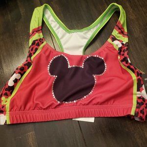 NWT GK Elite Disney sports bra with Mickey head outline with rhinestones Adult M